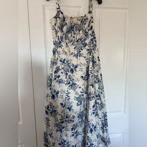 Floral Blue and White Dress